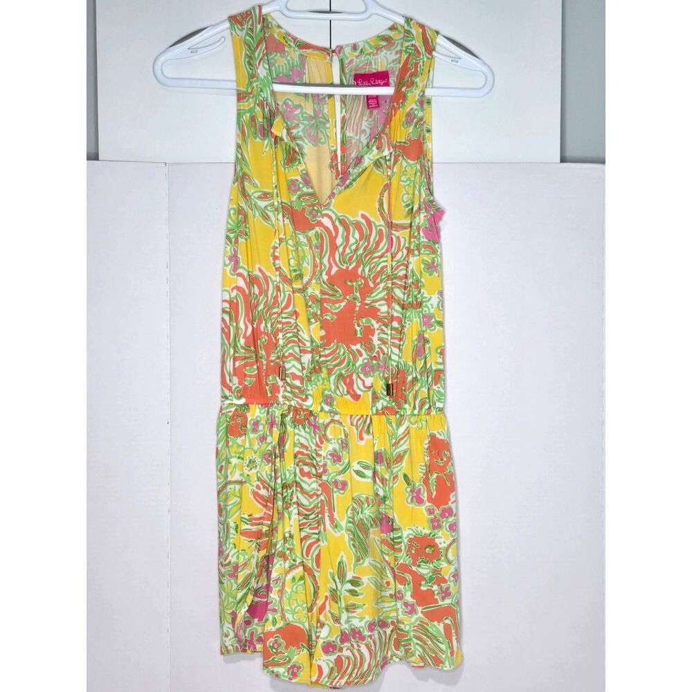 Lilly Pulitzer Target Happy Place Challis Romper | Women's Size XS | Yellow Pink